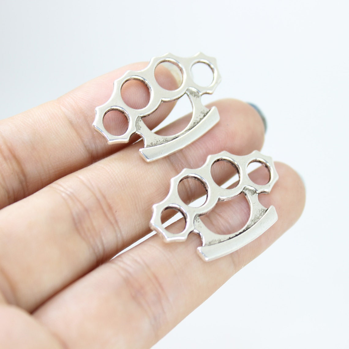 15pcs/lot Brass Knuckles Charm Antique Silver Tone Knuckles Etsy