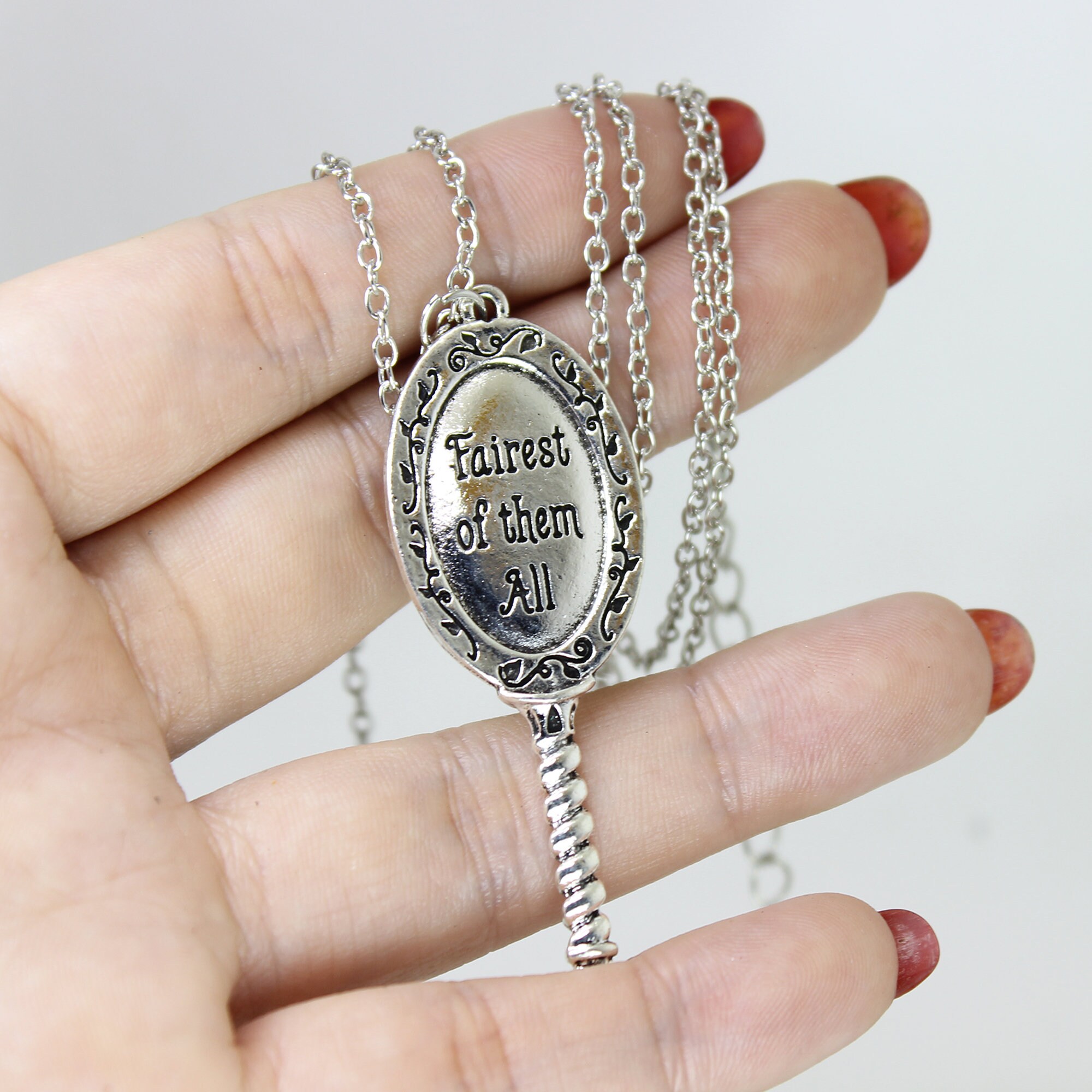 1pcs/lot Mirror Necklace Antique Silver 