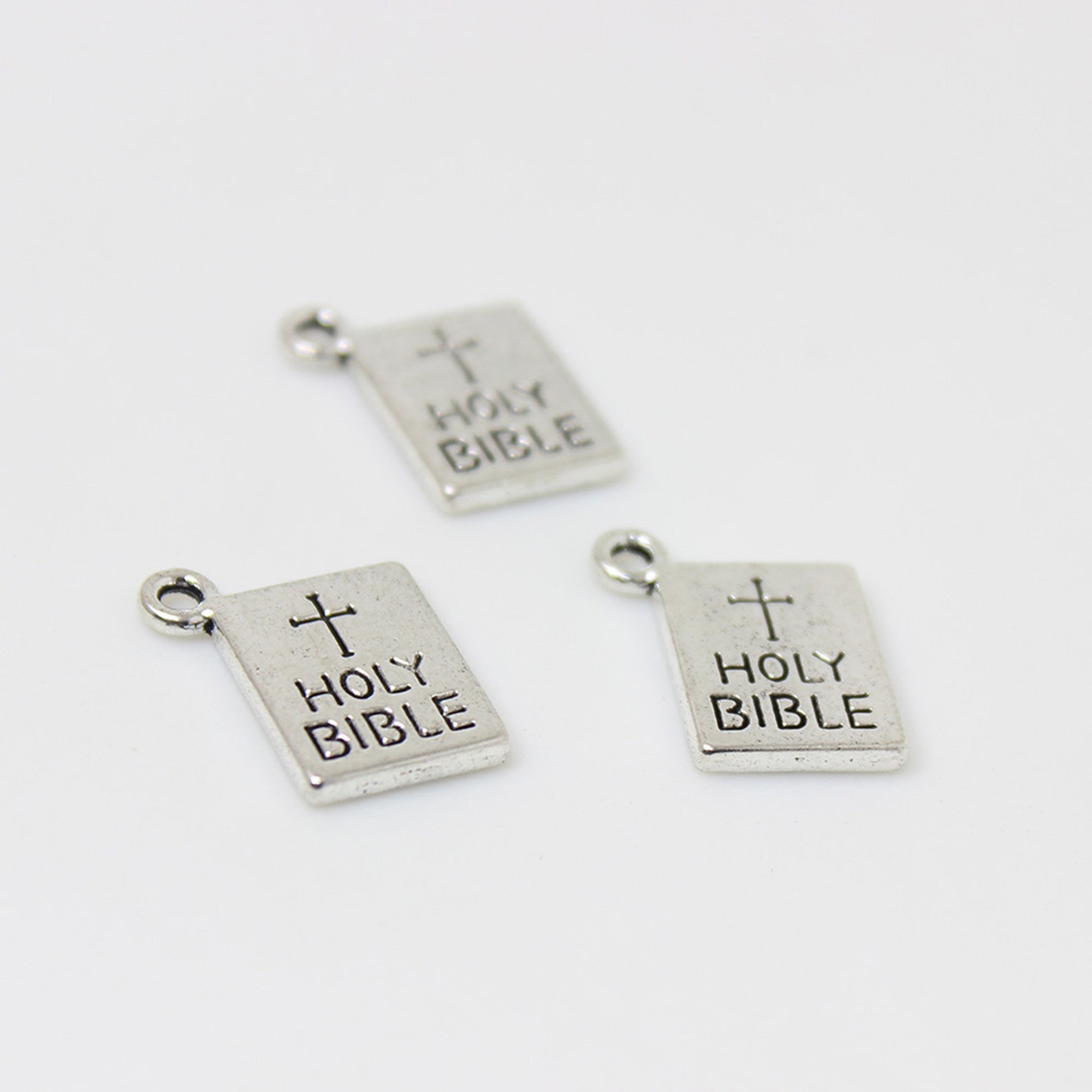 25pcs/Lot Bible Charm Antique Silver Tone 2sided Holy Bible Etsy