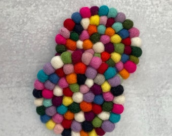 Rainbow : Handmade Nepalese Felt Coasters (2 pieces)