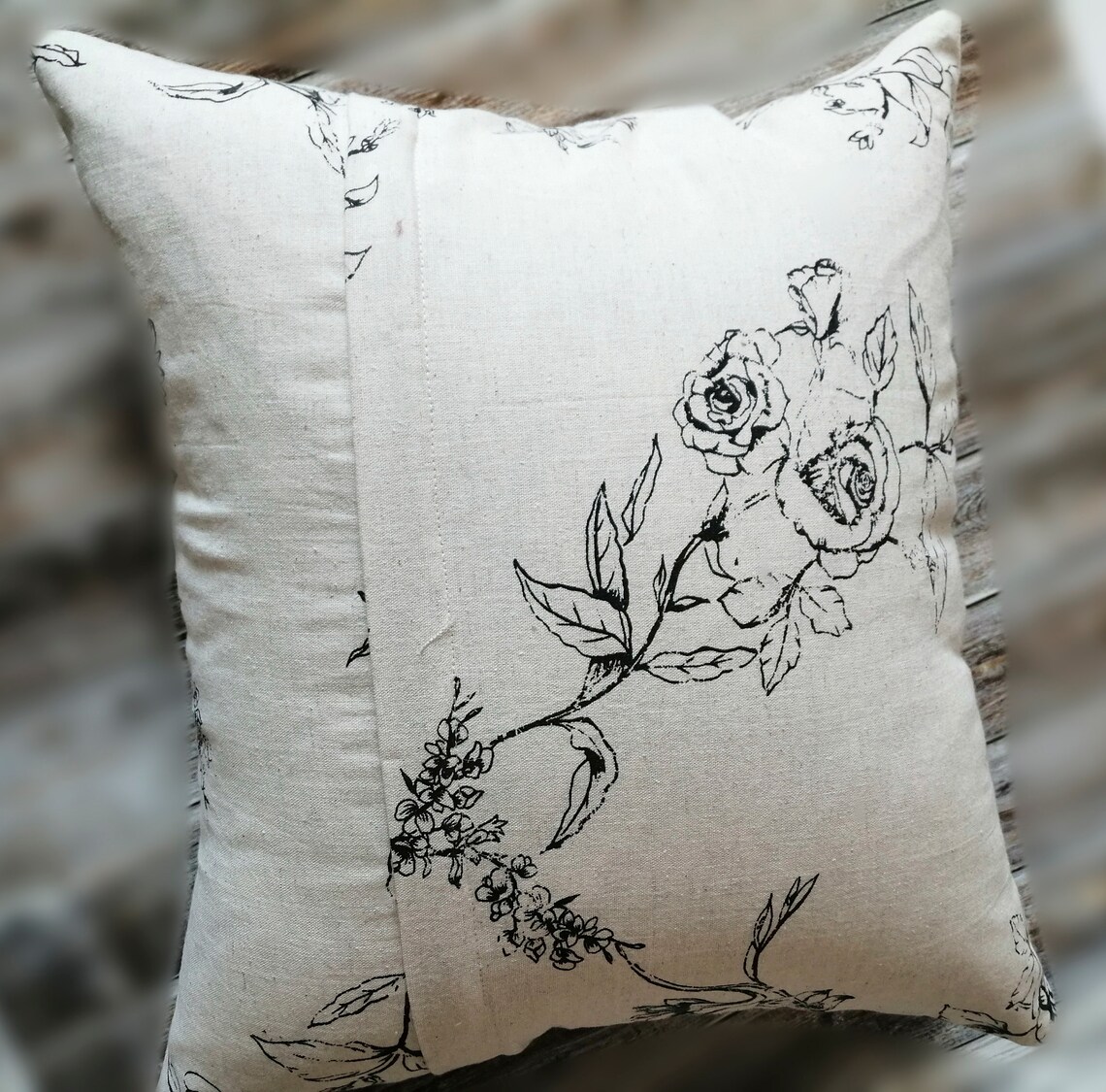 Pillowcase manual machine embroidery with viscose thread. Etsy