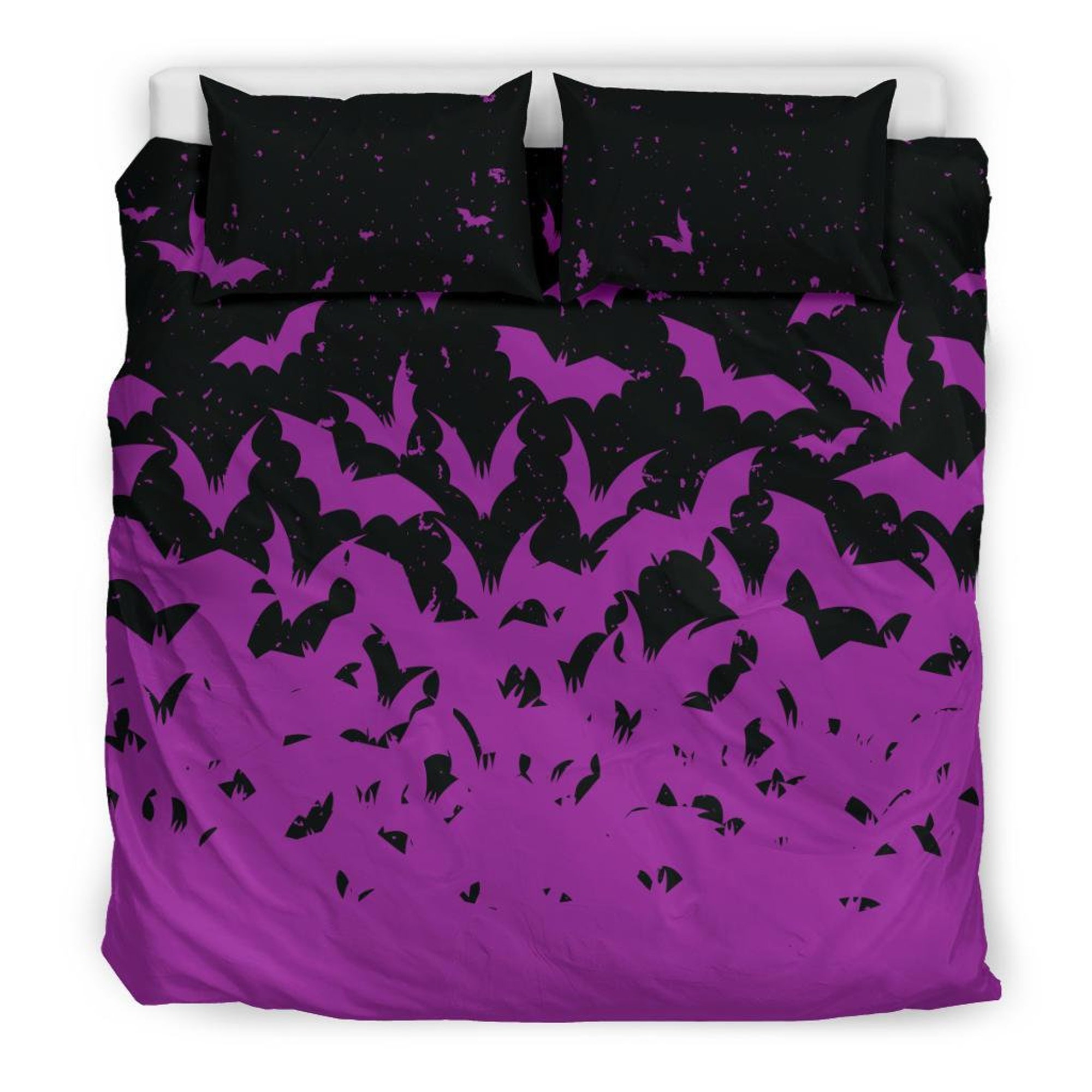 Gothic Bedding Gothic  Duvet Cover - Purple Bats Gothic Bedding Set Decor Bedding Sets