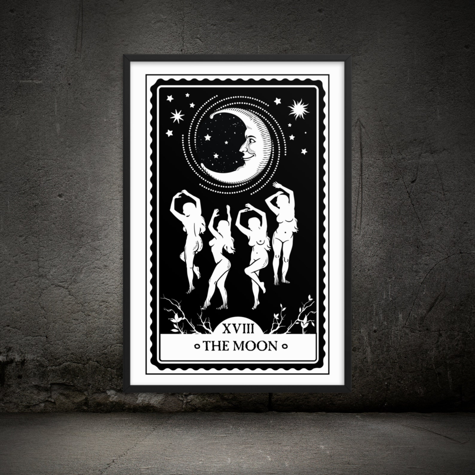 Tarot Cards The Moon Print with Frame Framed Art Gothic Home Etsy