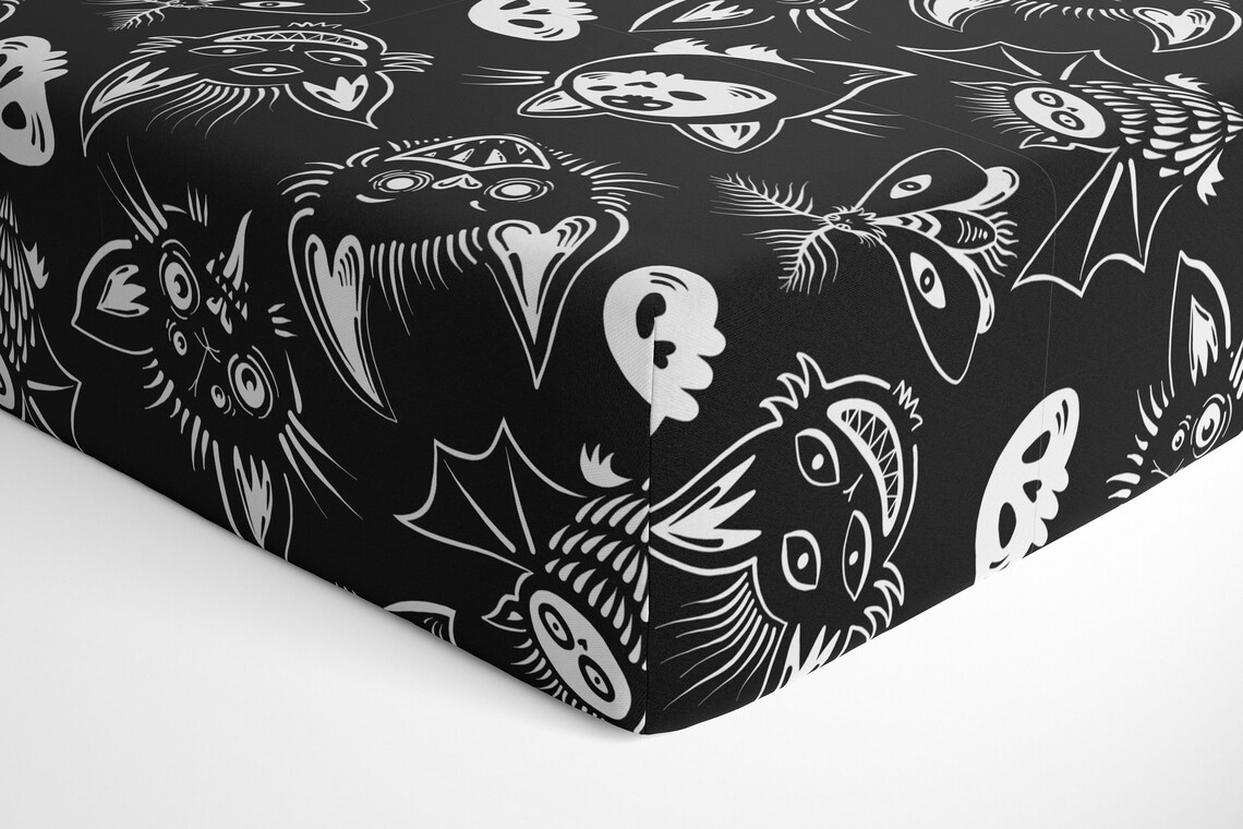 Gothic Baby Fitted Crib Sheets Creatures Gothic Baby Bedding Etsy