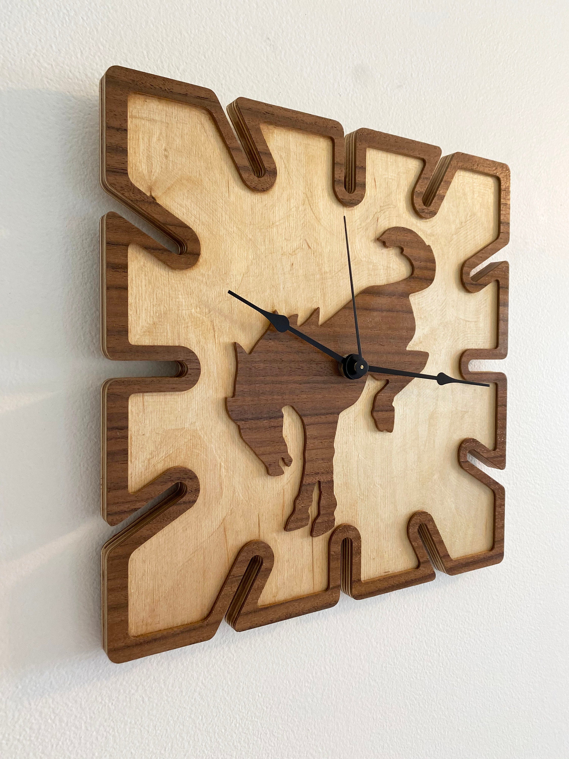 Square Wall Clock Real Wood Plywood Walnut Veneer CNC Etsy