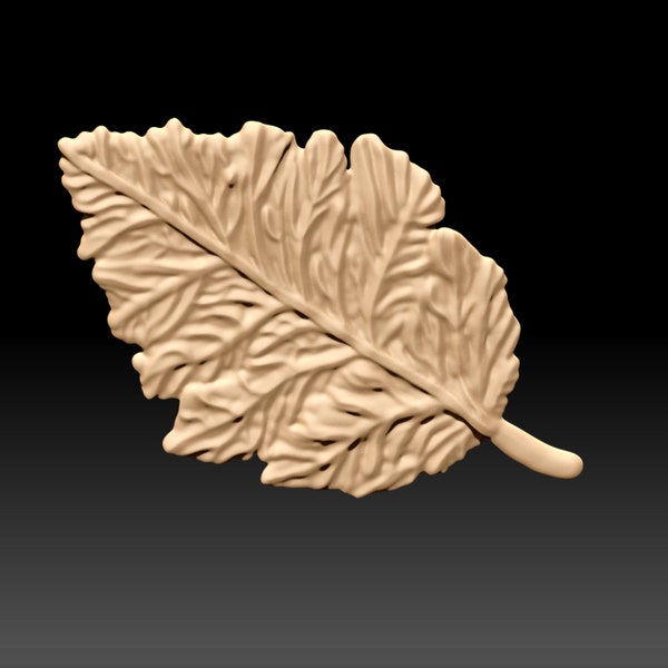 Leaf, Digital Model, stl file, CNC Router file, for 3D printers, tree leaf, floral design, sculptural 3d model, for carving wood