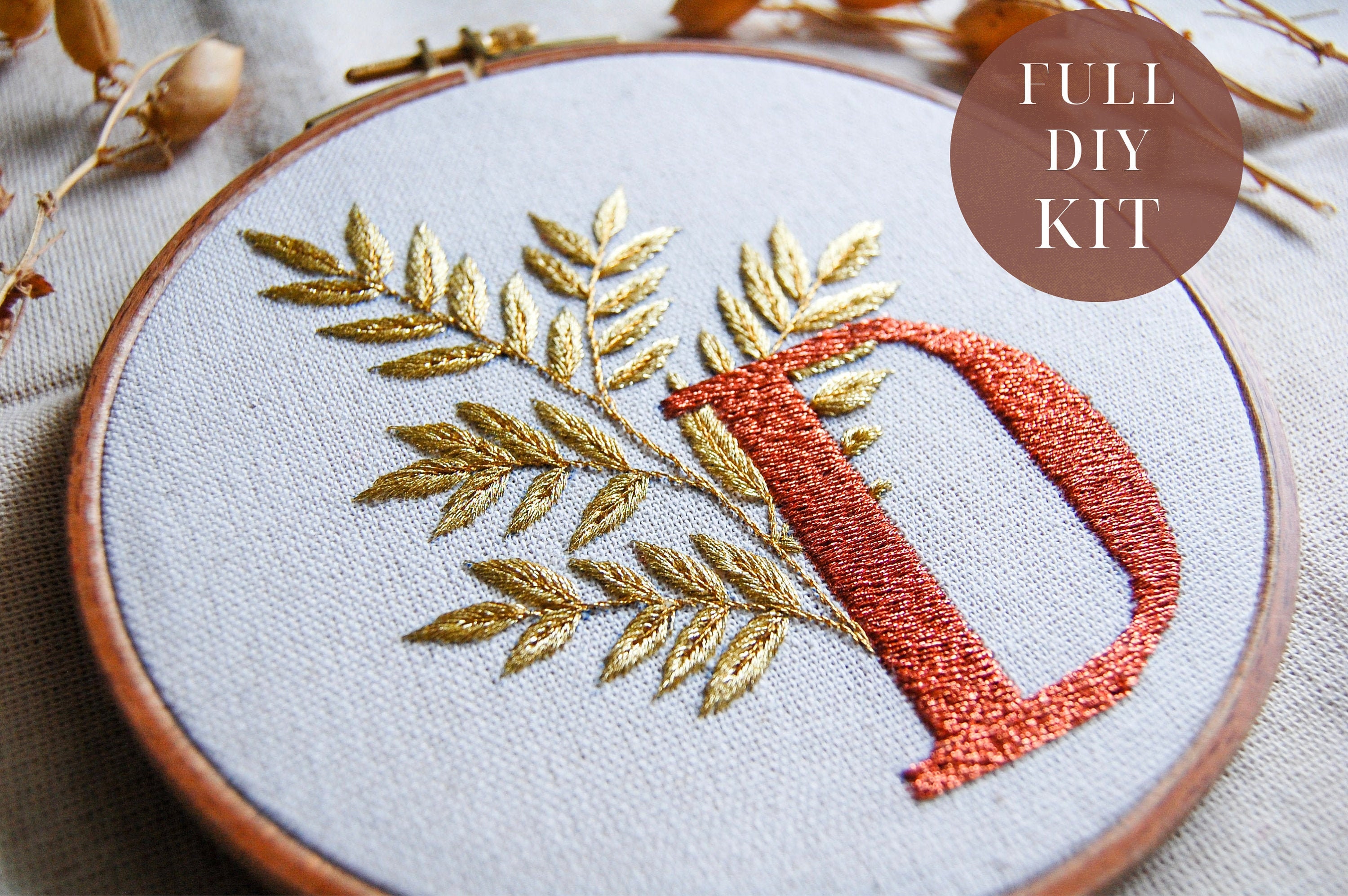 Goldwork DIY Hand Embroidery Kit for Beginners / Modern Leafy Etsy