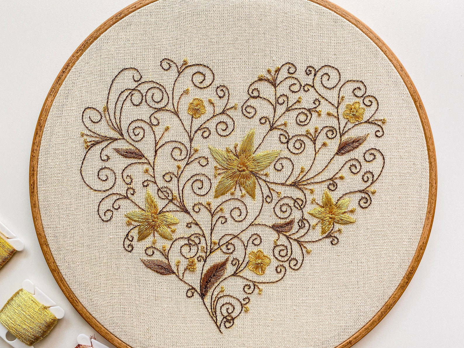 Blooming Heart Goldwork Full DIY Embroidery Kit for Beginners Etsy