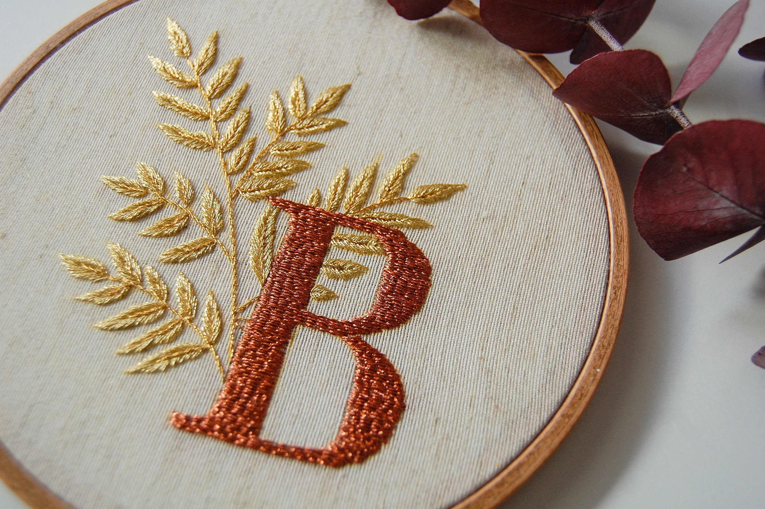 Letter T Goldwork Hand Embroidery Pattern / Floral Monogram Etsy