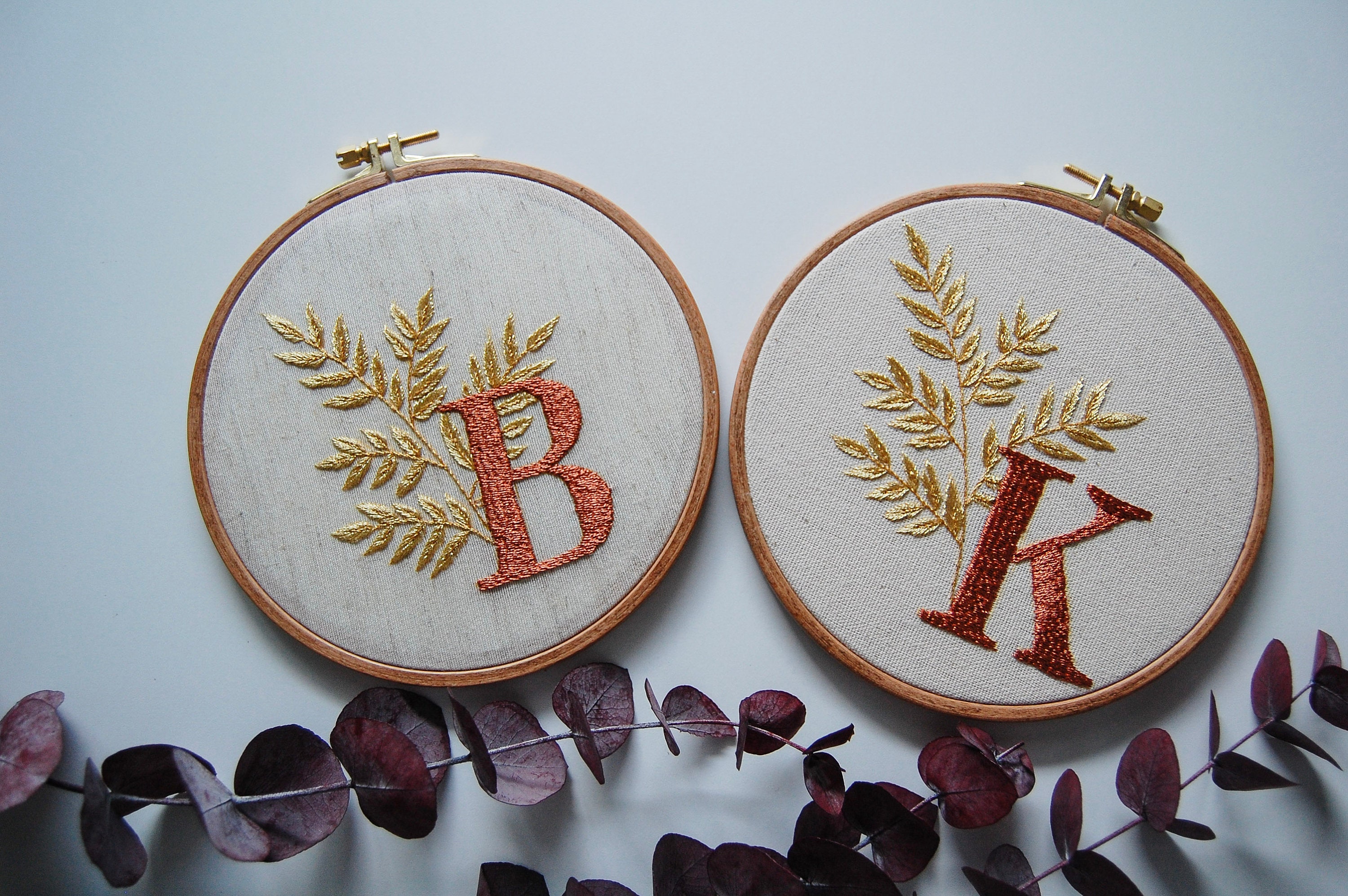 Letter K Goldwork Embroidery Pattern PDF / Botanical Monogram Etsy
