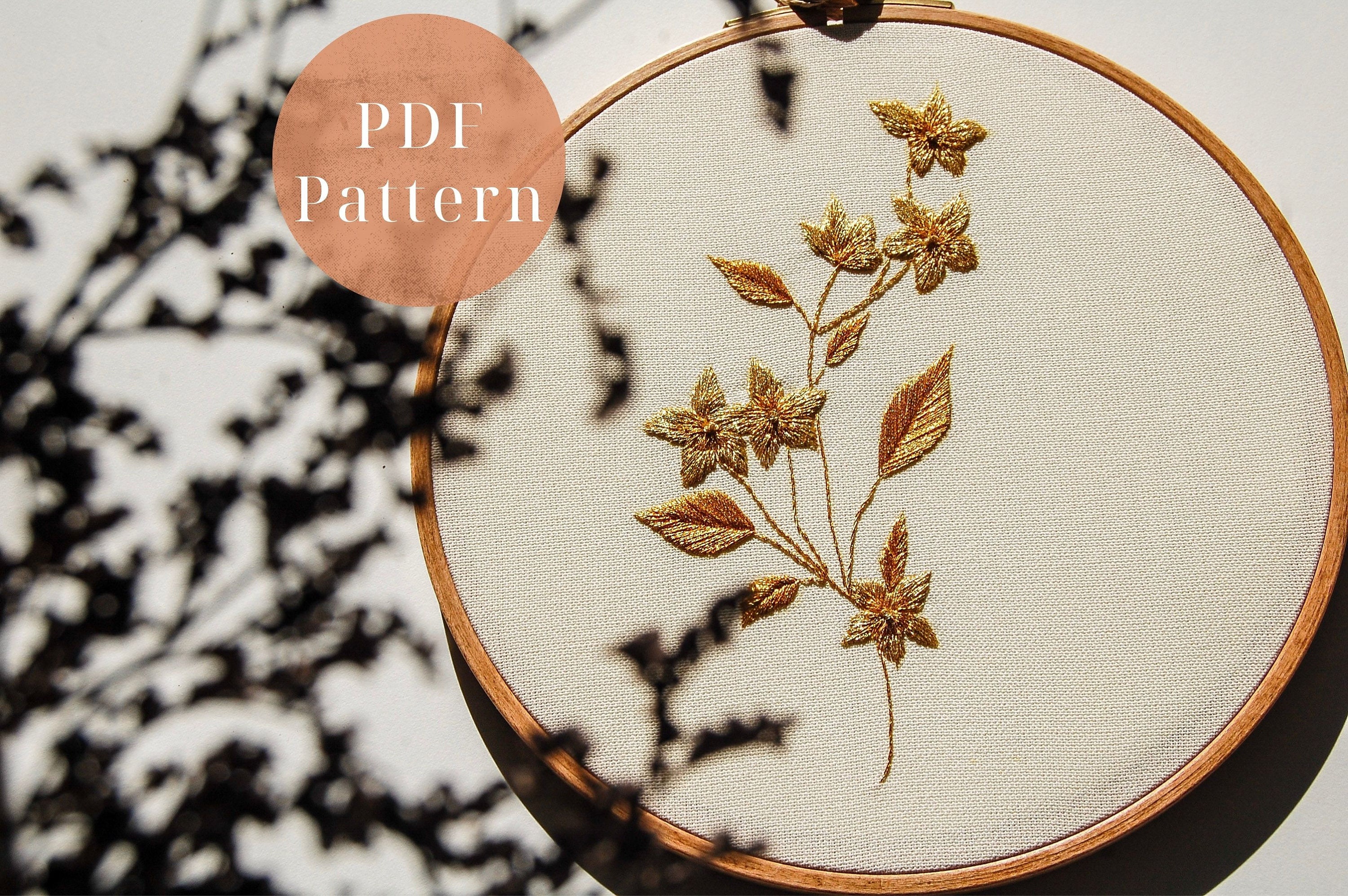 Floral goldwork hand jessecmault pattern pdf  botanical  etsy
