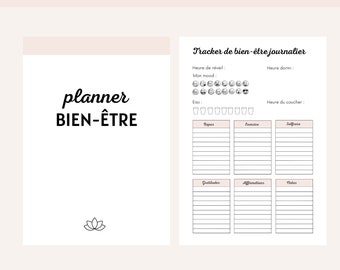 Printable A4 PDF well-being planner, health organizer, well-being, habit tracker, gratitudes, personal development
