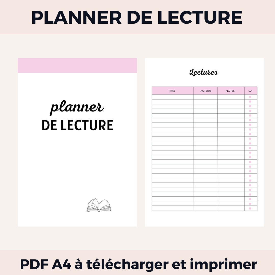Reading Planner in French PDF A4 Printable, Reading Journal, Book ...