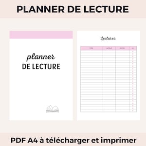 Reading planner in French PDF A4 printable, reading journal, book planner