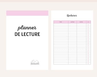 Planificador de lectura en francés PDF A4 imprimible, diario de lectura, planificador de libros