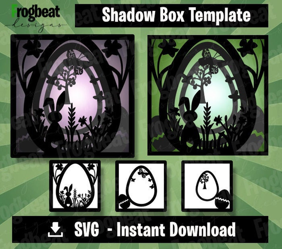 Easter Egg Shadow Light Box Template SVG File. Shadow Box. 3D | Etsy