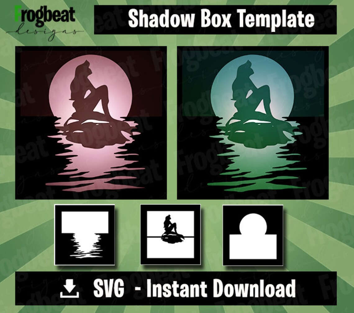 Little Mermaid Shadow Light Box Template SVG. Little Mermaid | Etsy