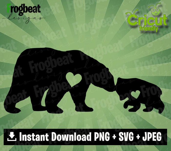 Download Bear Family Heart SVG PNG. Bear Family Silhouette Cricut ...