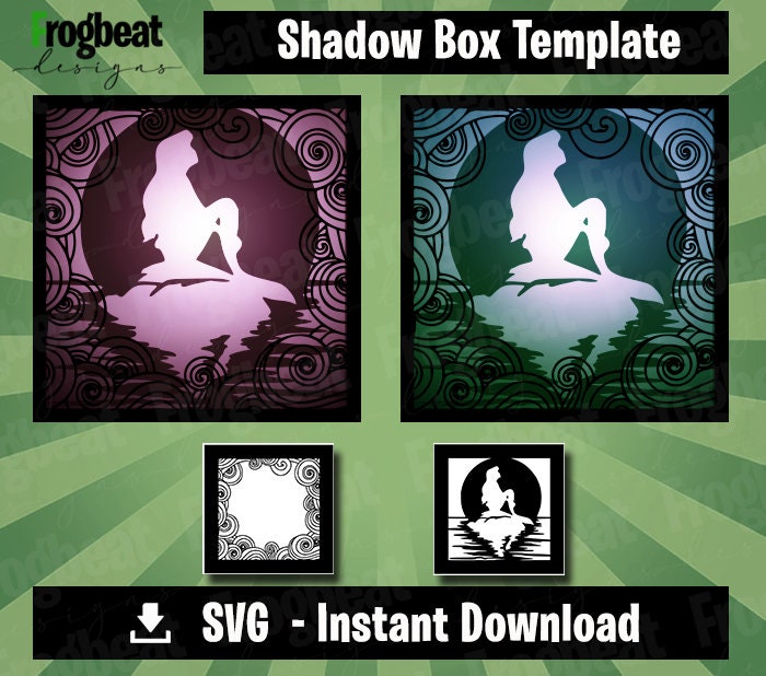 Little Mermaid Shadow Light Box Template SVG. Little Mermaid | Etsy