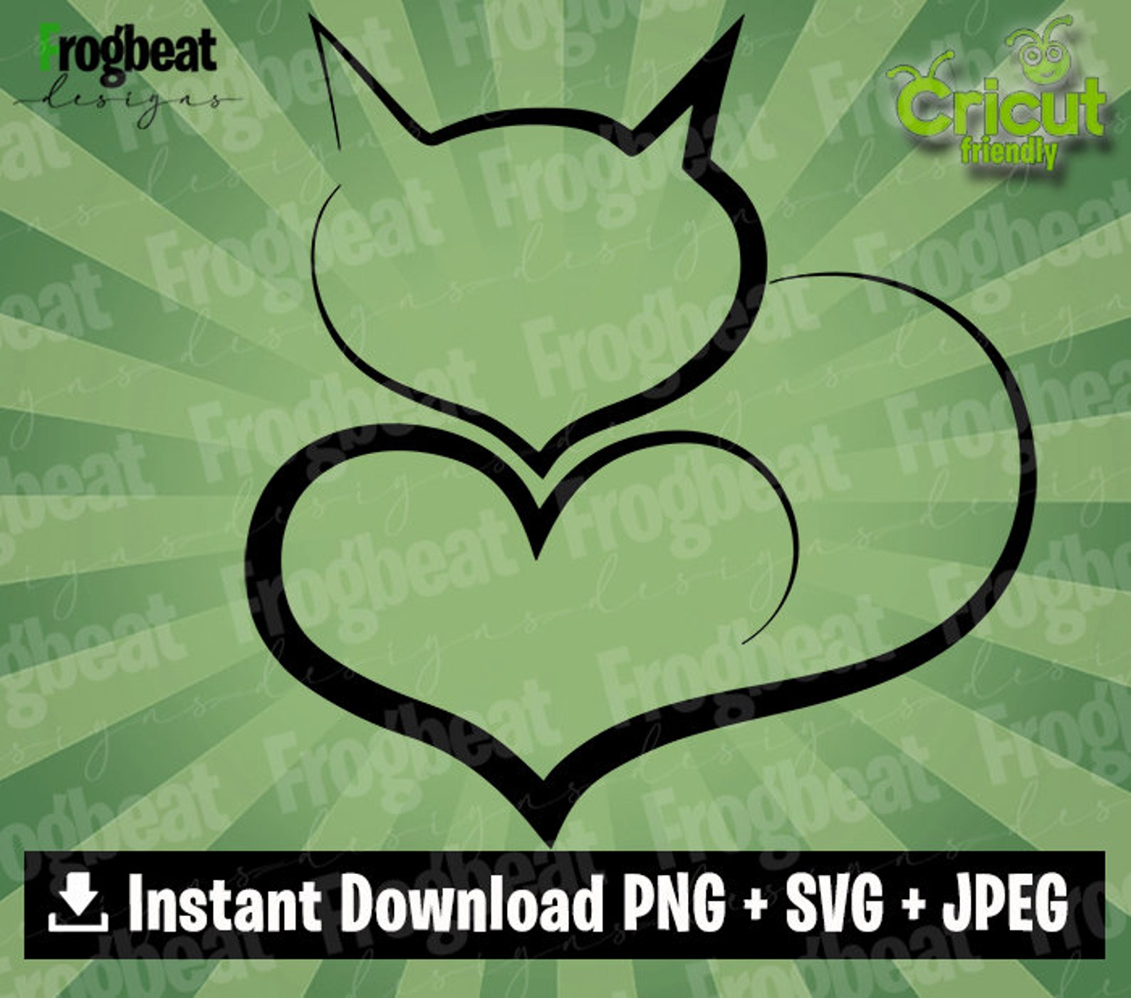 Cat Heart Tail SVG PNG JPEG. Cat Heart Decal Silhouette Etsy