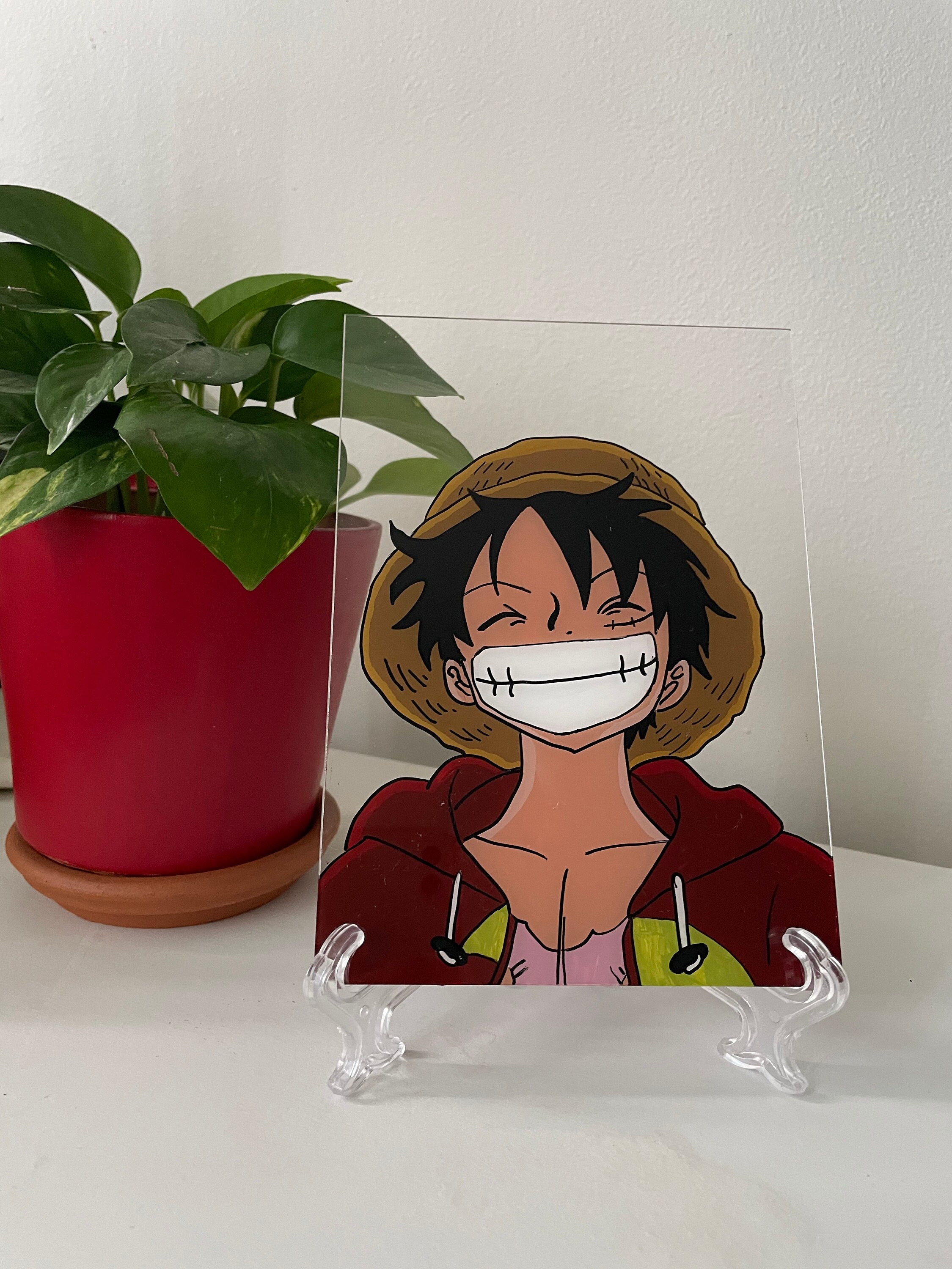One Piece Luffy Glass Painting Etsy