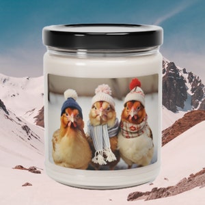 Winter Christmas Chickens Scented Soy Candle | Funny Chicken Gift for Her Him, Crazy Chicken Lady, Cozy Country Girl, Farm Animal Lover
