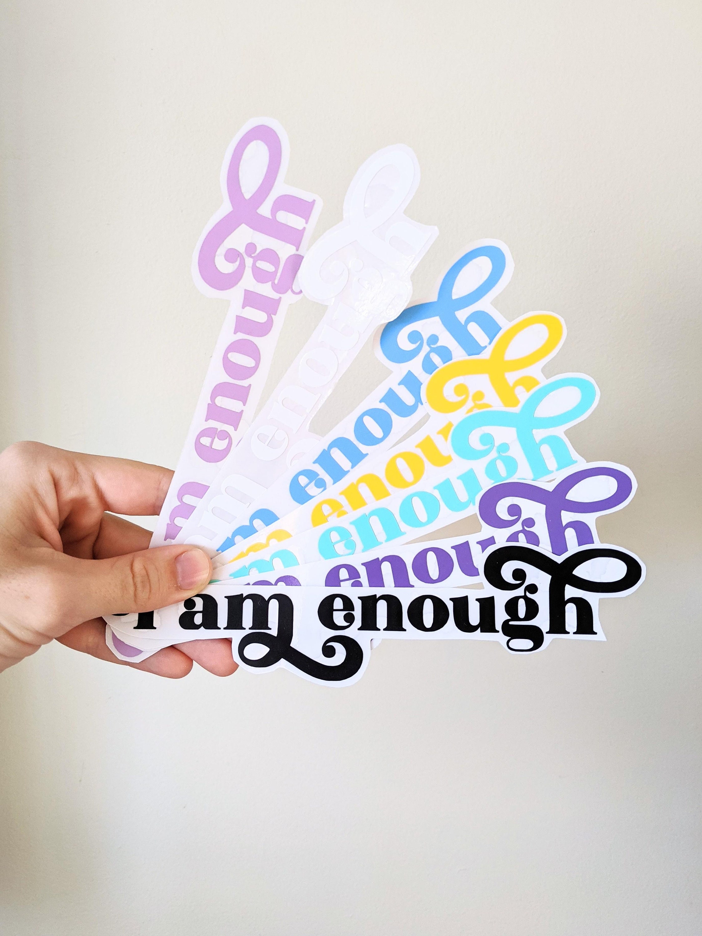 I am Enough Mirror Decal, Applies with Static cling, Removable, Renter Friendly, Good Vibes, Positive Affirmations