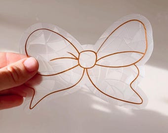 Bow Suncatcher | Shabby Chic Prismatic Window Cling | Copper | Reusable and Moveable | Gift for Nursery | Girly Decor