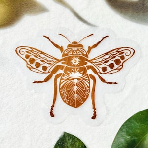 Honeybee Suncatcher Sticker | Floral Window Cling | Cottagecore Decor