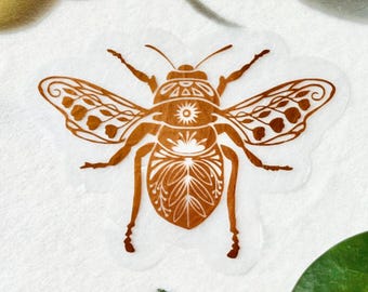 Honeybee Suncatcher Sticker | Floral Window Cling | Cottagecore Decor