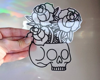Gothic Suncatcher | Skull Window Cling | Spooky Decor