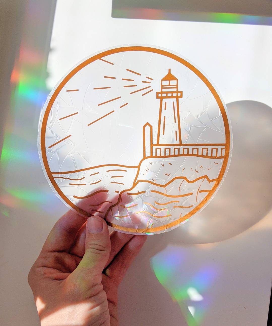 Lightcatcher Sticker Lighthouse Suncatcher Sticker | Rainbow Window Decal, Maritime Decor - Etsy