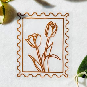 Pegatina atrapasol de tulipanes / Adhesivo floral prismático para ventana / Cobre / Decoración floral para el hogar