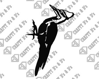 Pileated Woodpecker - Tree Art - Metal Bird - Download - Cut file, Digital, - Dxf, Svg, Png, Pdf, Ai, Dwg, Pdf.