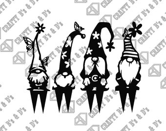 Butterfly Gnomes - Garden Gnomes - Garden Art - Tree Art - Download - Cut file, Digital, - Dxf, Svg, Png, Pdf, Ai, Dwg, Pdf.