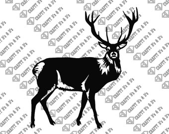 Deer - Buck - Download - Cut file, Digital, - Dxf, Svg, Png, Pdf, Ai, Dwg, Pdf.