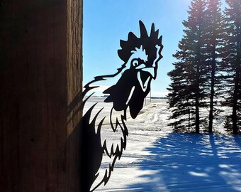 Metal Bird - Peek a Boo - Chicken - Tree Art - Decoration - Steel Art - Farm animals - Metal Art