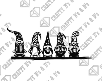 5 Gnomes - Tree Art - Metal Bird - Download - Cut file, Digital, - Dxf, Svg, Png, Pdf, Ai, Dwg, Pdf.
