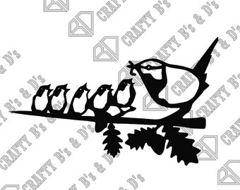 Chickadees - Tree Art - Metal Bird - Download - Cut file, Digital, - Dxf, Svg, Png, Pdf, Ai, Dwg, Pdf.