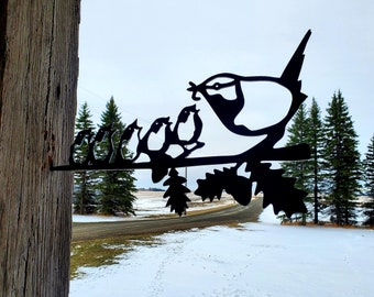 Metal Chickadees - Metal Bird - Metal Art - Steel Art - Tree Art - Outdoor Art - Decoration