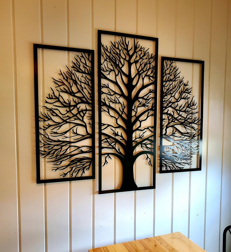 Metal Art Steel Art Wall Art 3 Panels Tree. | Etsy