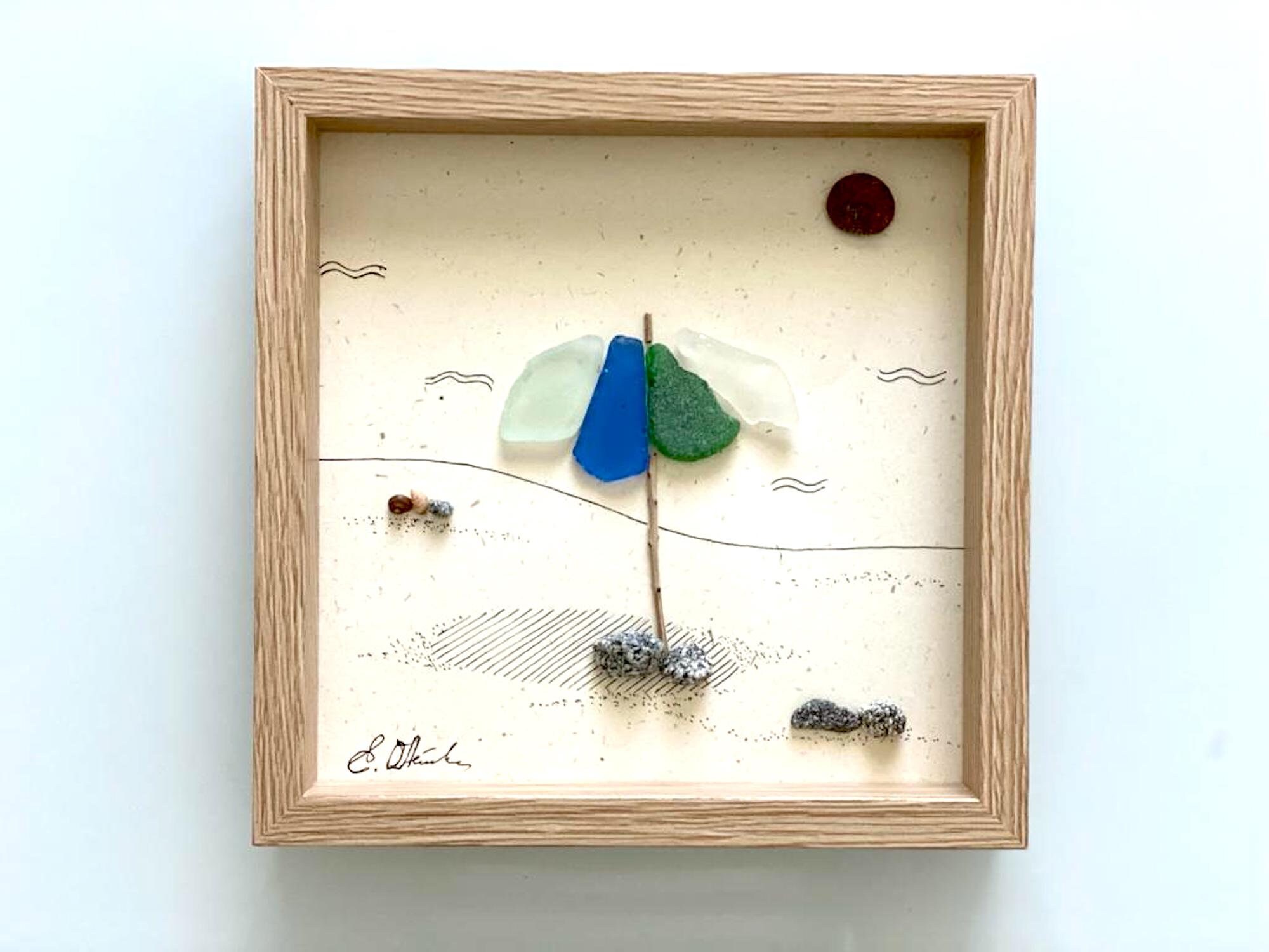 Collage d'images Carrées Dans Le Style Scandinave, Souvenirs de Plage, Art Des Cailloux