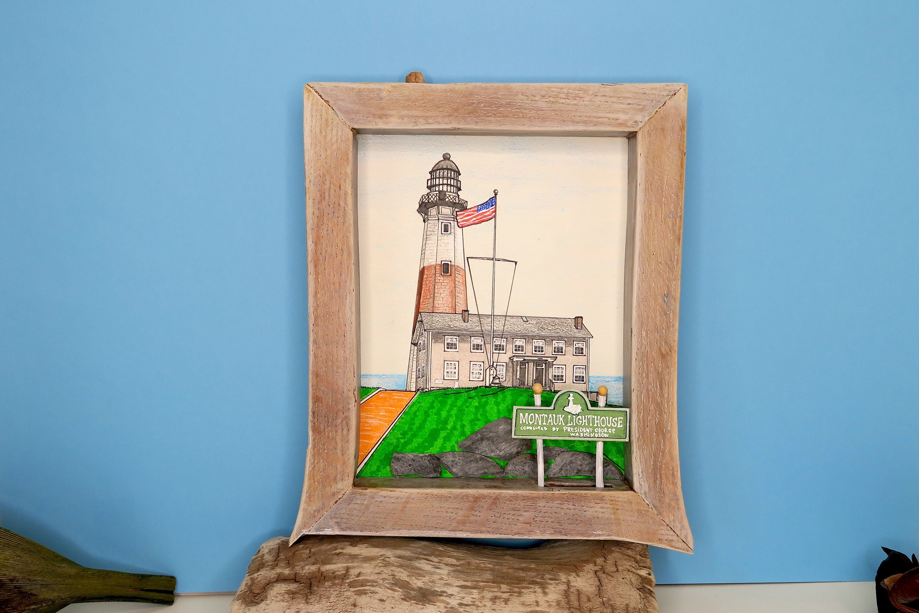 Peinture Chic Minable Dans Un Cadre Unique de Cru, Phare Montauk
