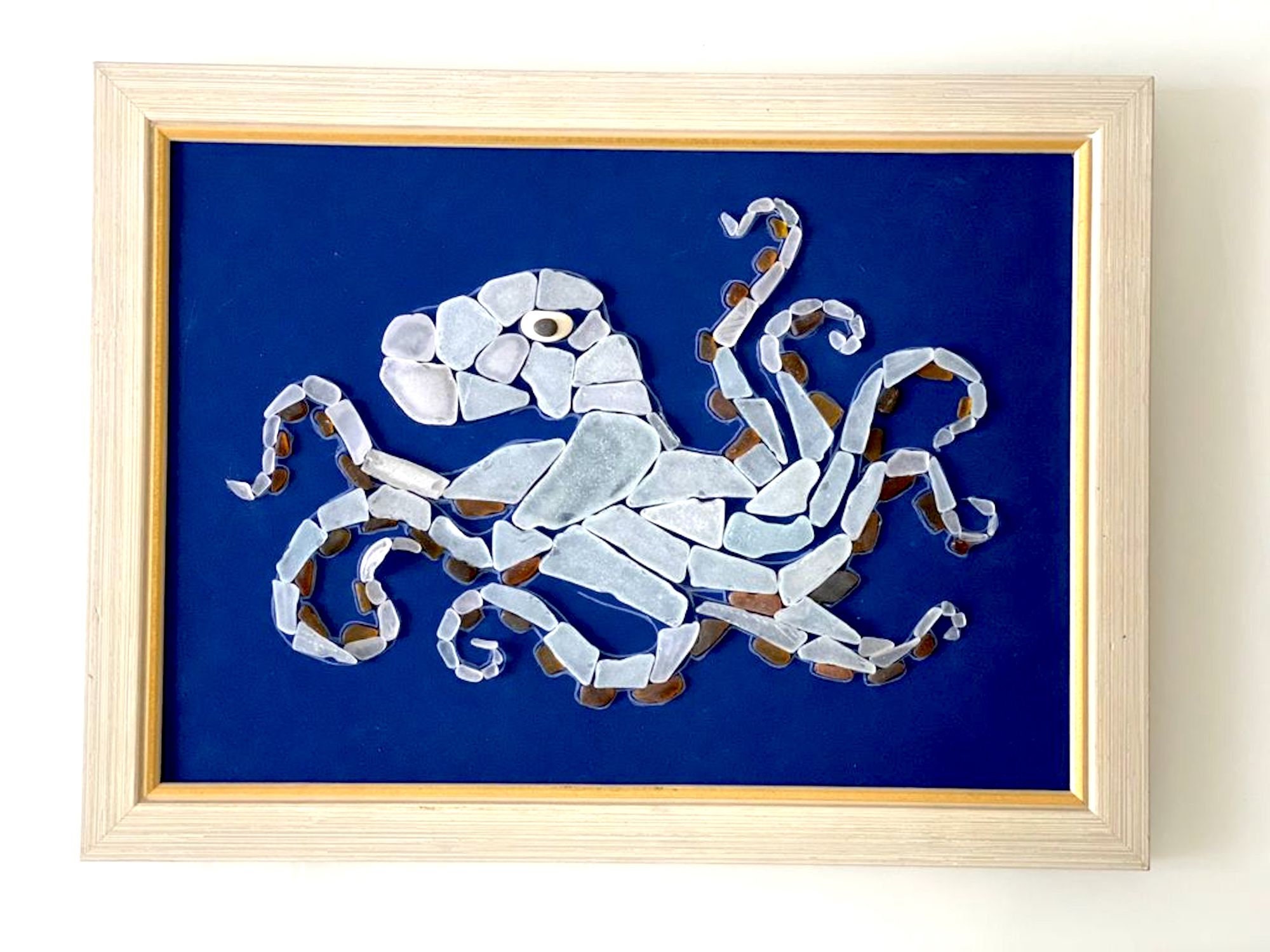 Collage d'images Carrées Octopus, Souvenirs de Plage, Art Du Verre Mer