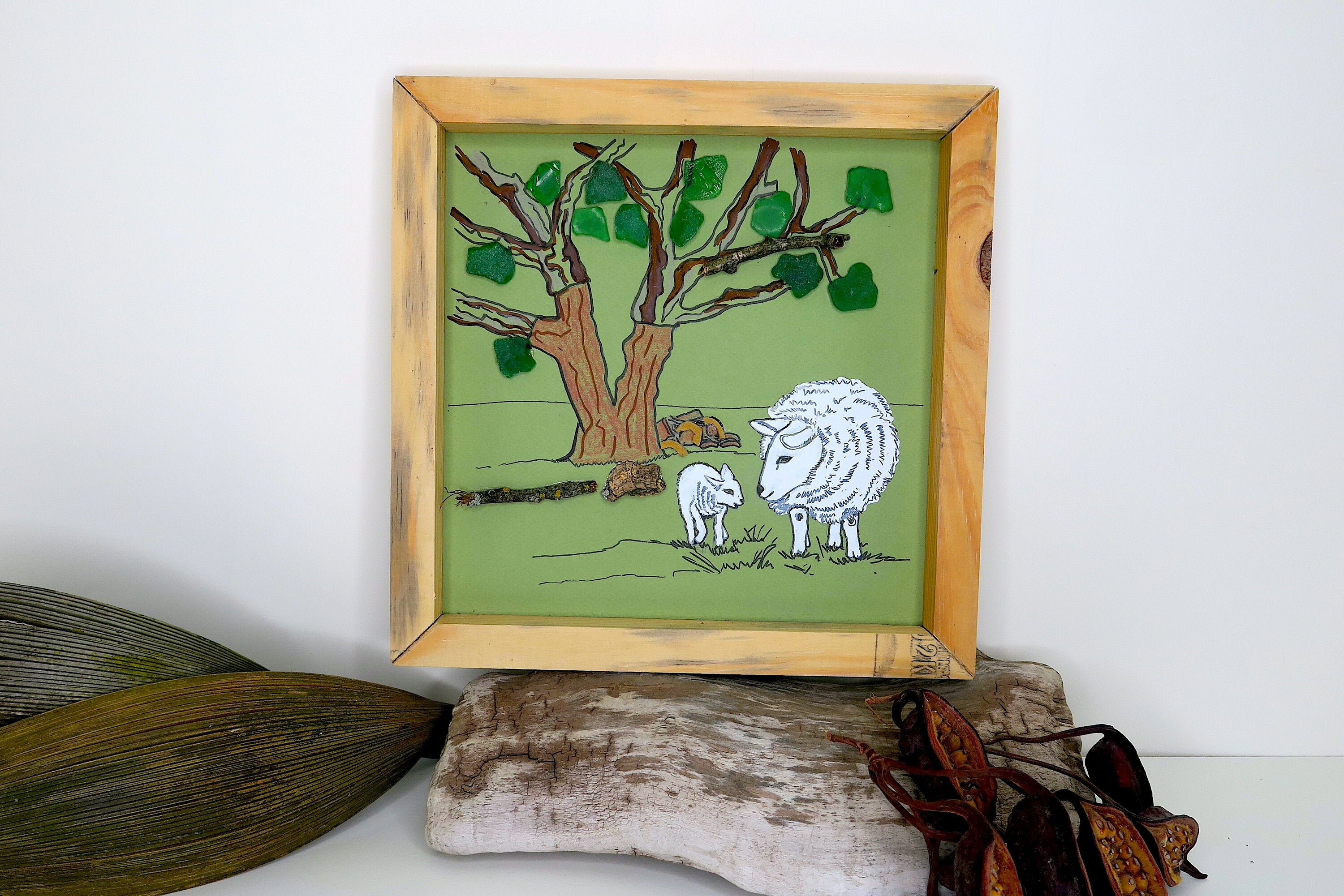 Charmante Peinture Carrée Dans Cadre Original avec Paysage Portugais