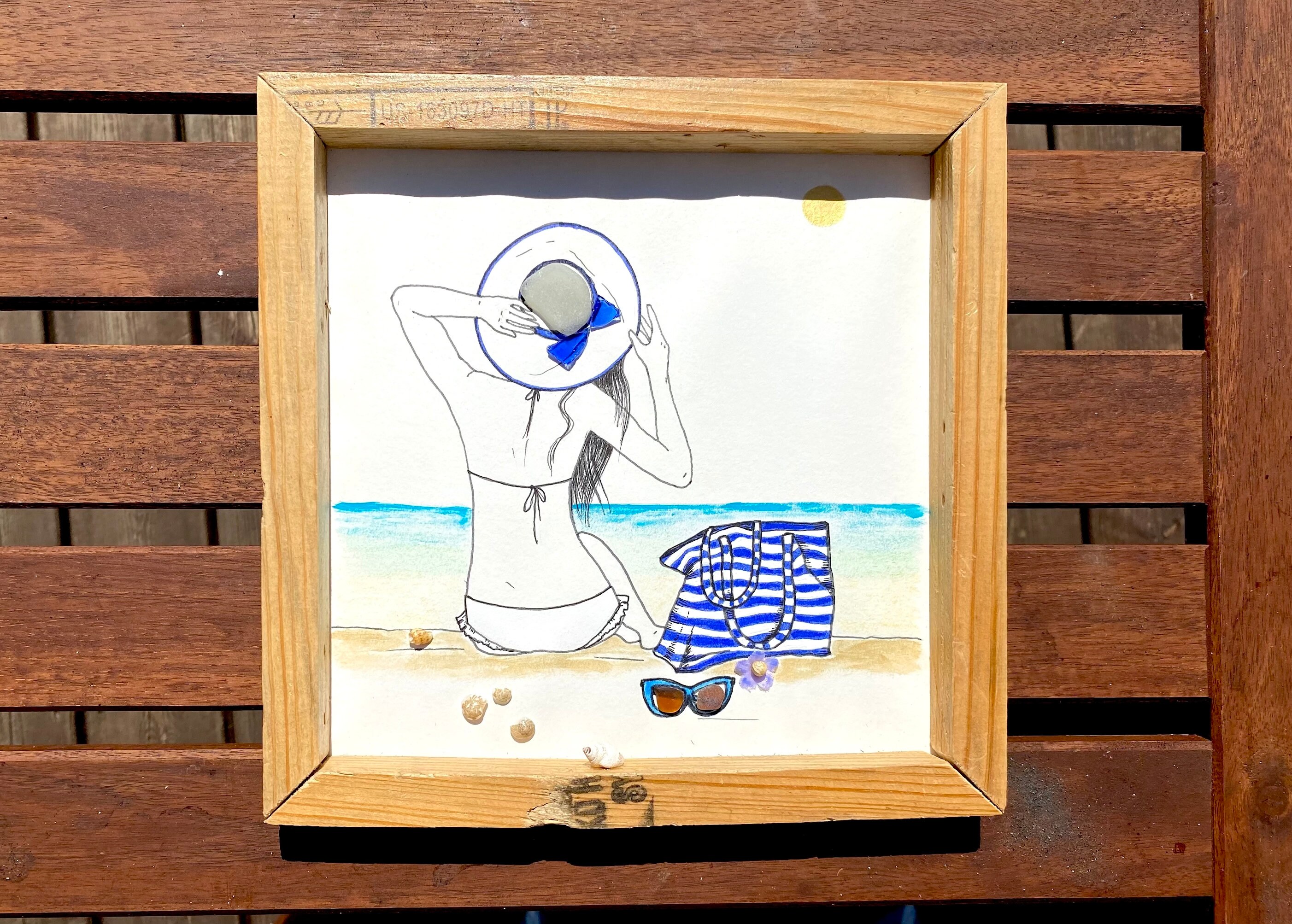 Collage d'images Carrées Dans Le Style Scandinave, Souvenirs de Plage, Art Du Verre Mer