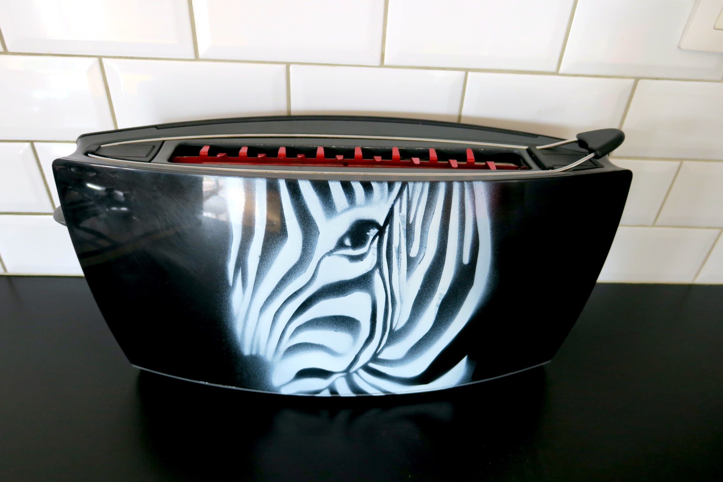 Organisateur Pour Brosses et Outils d'artiste Dans Le Blanc Rouge Noir avec L'impression de Zèbre