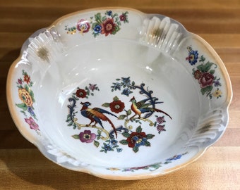 Vintage Schwarzenhammer Bavaria Bowl Peacock & Flowers