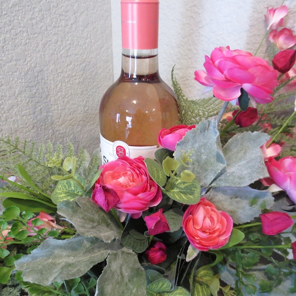 Wine Bottle Floral Arrangement Etsy