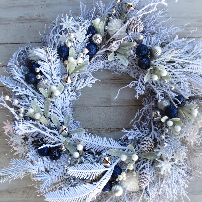 Blue and White Wreath - Etsy
